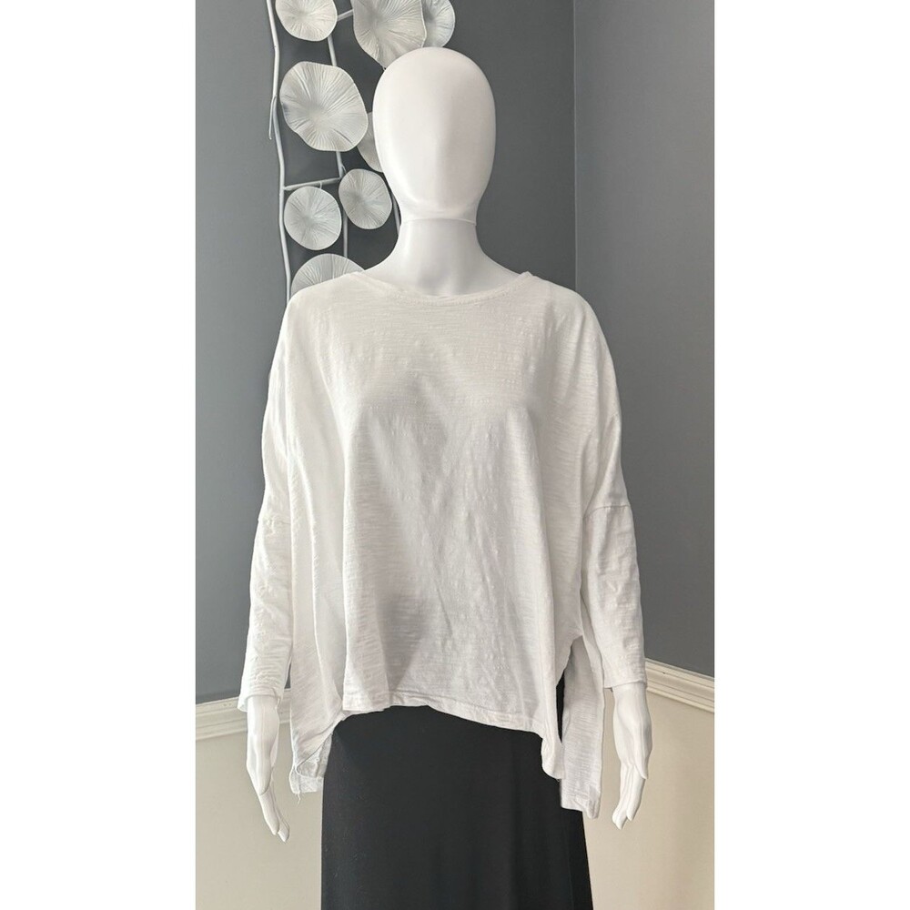 Mersea Slub 100% Cotton Tee OS White Catalina Oversize Relaxed Coastal Lagenlook